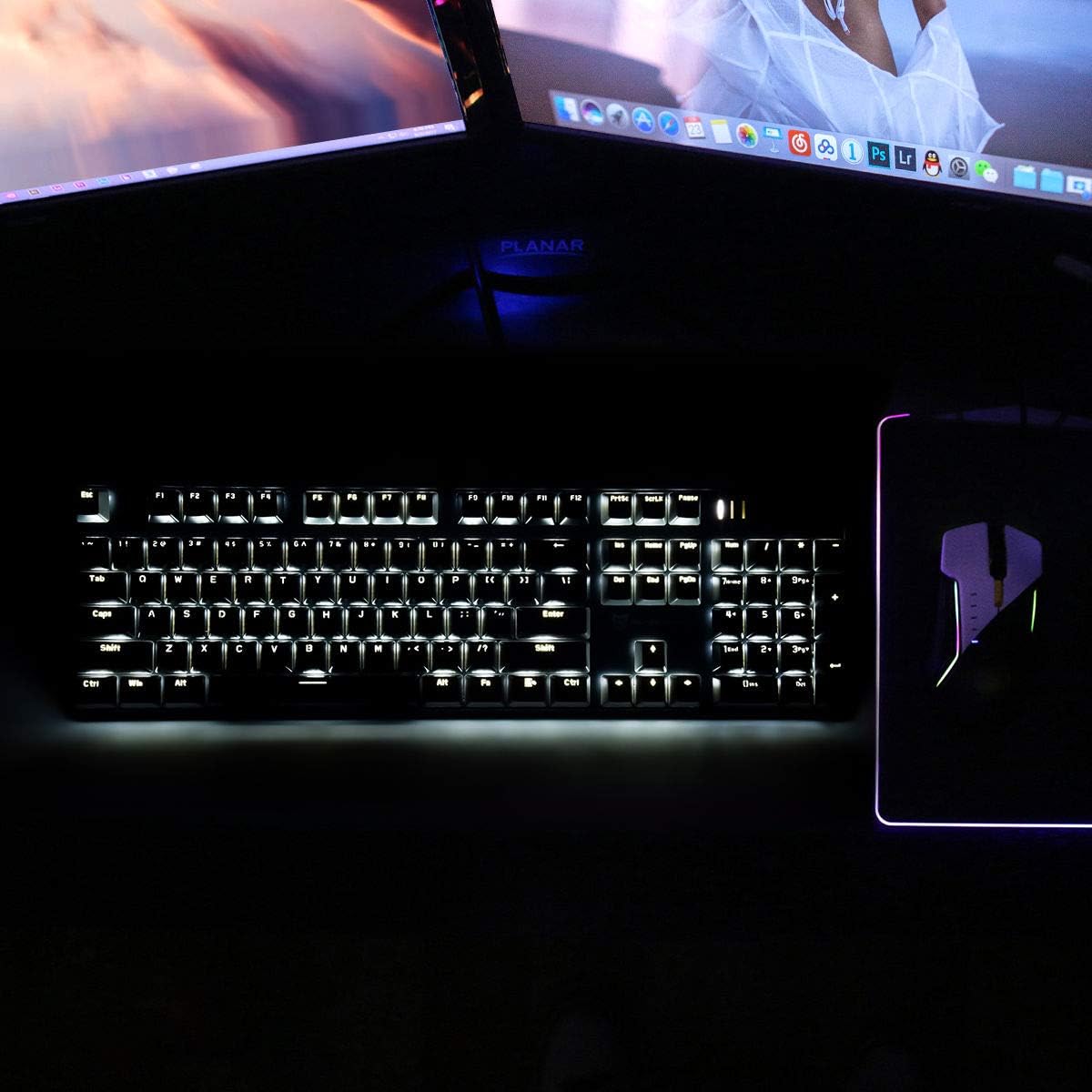 Mechanical Keyboard Gaming Keyboard | Black Switch Black & Grey Backlit Keyboard | 104 Keys US Layout | Wired Gaming Keyboard | Hot Swappable Mechanical Keyboard | PC Gaming Keyboards
