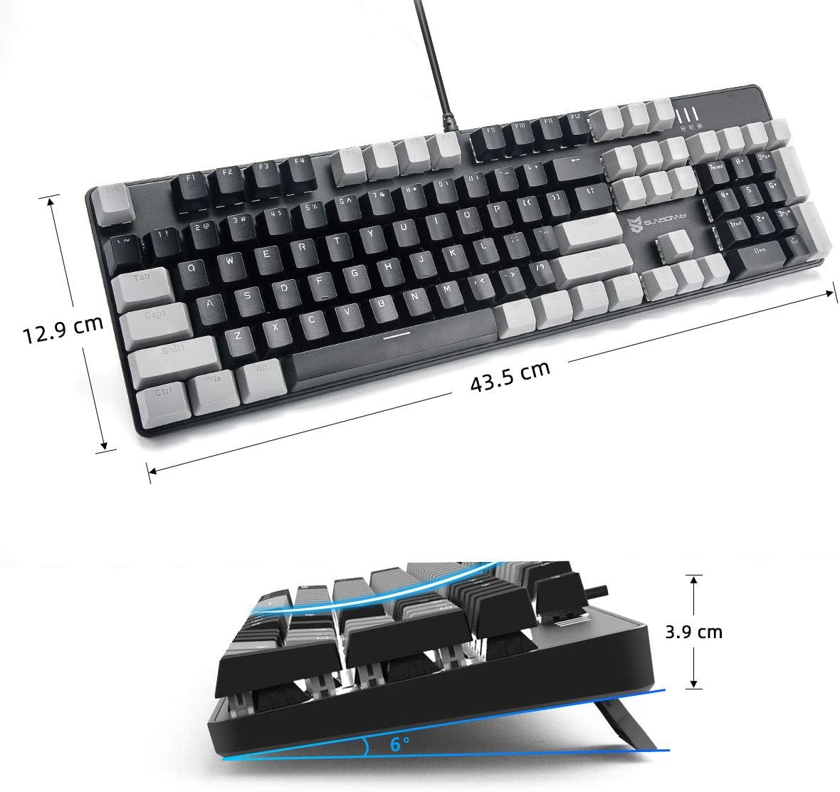 Mechanical Keyboard Gaming Keyboard | Black Switch Black & Grey Backlit Keyboard | 104 Keys US Layout | Wired Gaming Keyboard | Hot Swappable Mechanical Keyboard | PC Gaming Keyboards