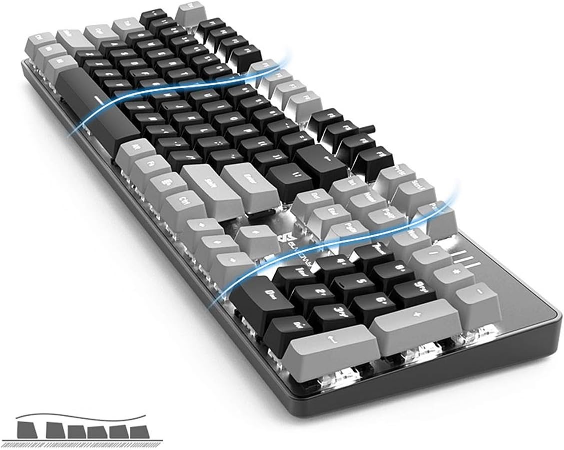 Mechanical Keyboard Gaming Keyboard | Black Switch Black & Grey Backlit Keyboard | 104 Keys US Layout | Wired Gaming Keyboard | Hot Swappable Mechanical Keyboard | PC Gaming Keyboards