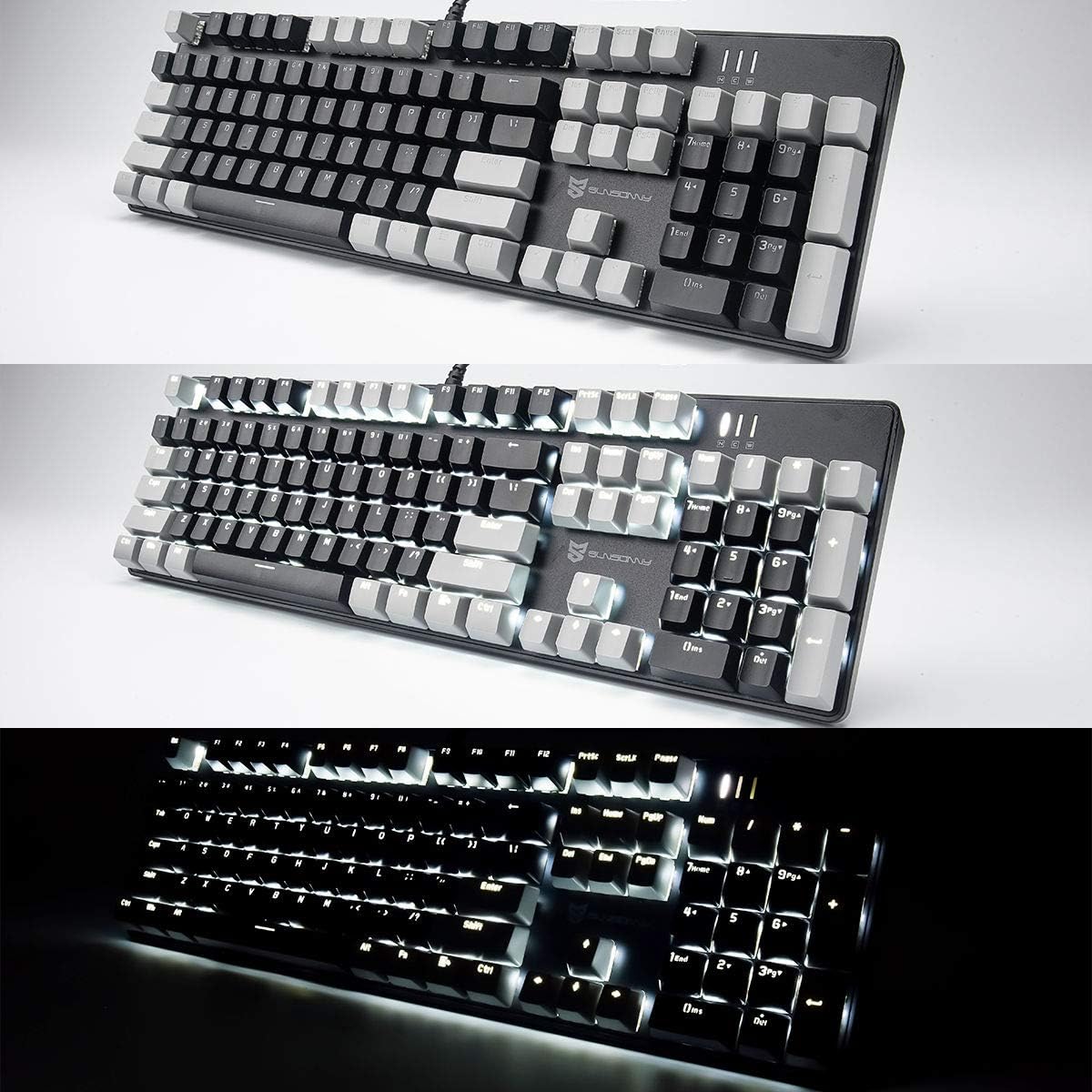 Mechanical Keyboard Gaming Keyboard | Black Switch Black & Grey Backlit Keyboard | 104 Keys US Layout | Wired Gaming Keyboard | Hot Swappable Mechanical Keyboard | PC Gaming Keyboards