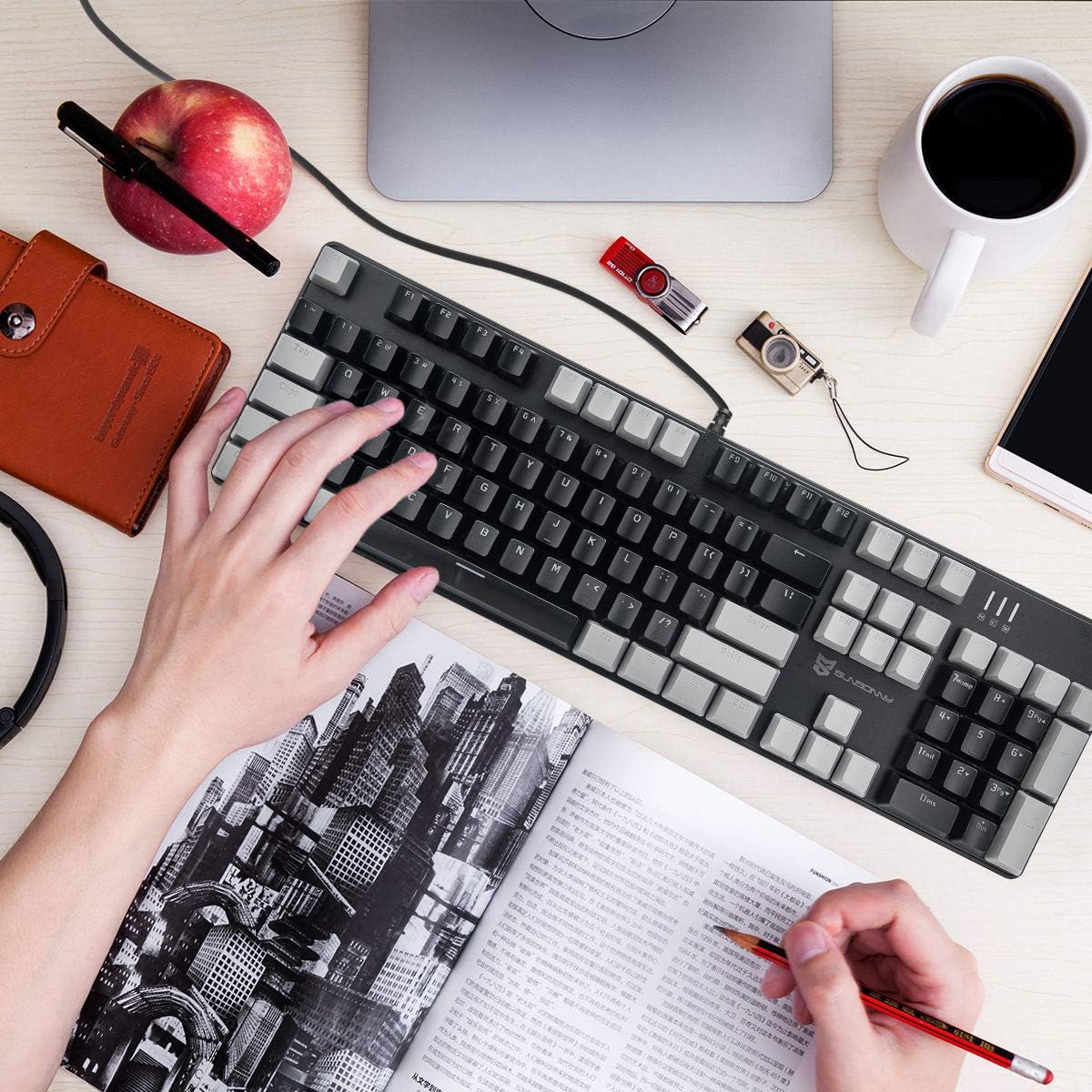 Mechanical Keyboard Gaming Keyboard | Black Switch Black & Grey Backlit Keyboard | 104 Keys US Layout | Wired Gaming Keyboard | Hot Swappable Mechanical Keyboard | PC Gaming Keyboards
